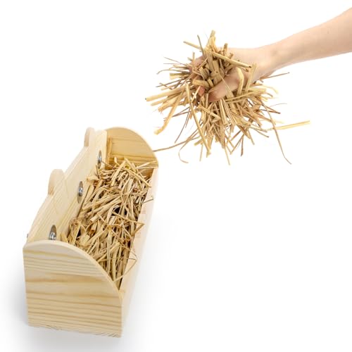 Rabbit Hay Feeder, Wooden Bunny Food Feeding Manger, Rabbit Hay Holder Less Wasted Food Dispenser for Guinea Pig, Chinchilla, Hamster