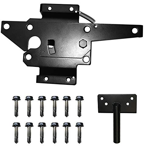 ZEKOO Stainless Steel Gate Hardware Kit, Self Closing Gate Hinges & Latch | Rust Proof, Use for Vinyl Fence Gate and Wood Fences Gate, Heavy Duty 2 Gate Latches 4 Gate Hinges (Black) - color: Black Two Set