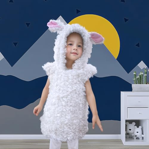 Kids Toddler Lamb Costumes Hooded Vest Cute Sheep Cosplay Christmas Outfits Sleeveless Hoodies for Boys Girls - size: 2-3 Years