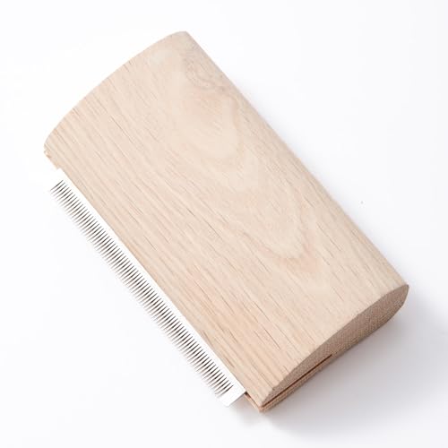 French Bulldog Brush for Shedding, Palm-Grip Wooden Grooming Comb | Fine Stainless Steel Teeth, Curved Body For Short Coats, Face, Neck And Chest Grooming, Bath And Dry Use