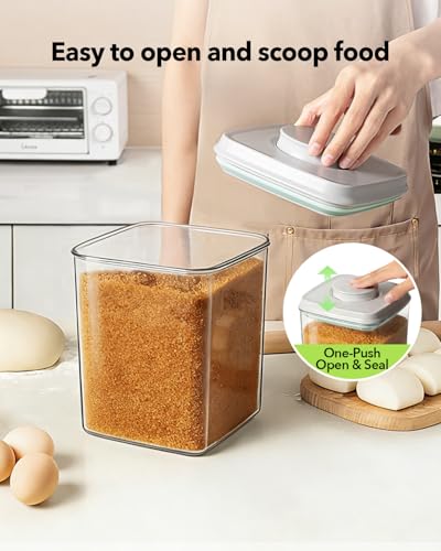 Food Storage Container Sets, 2.8 Qt + 4.2 Qt *2 Airtight Canisters with Lids and 130ml Scoop, BPA-Free Plastic Pantry Containers for Flour, Sugar, Rice - color: 4L*2+2.65L