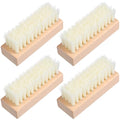GLEAVI 4Pcs Shoe Cleaning Brush Set: Sturdy Wood Handle Soft Nylon Bristle Scrubbers, 3.7 Inch Portable Dirt Remover for Sneakers, Suede & Leather Boots