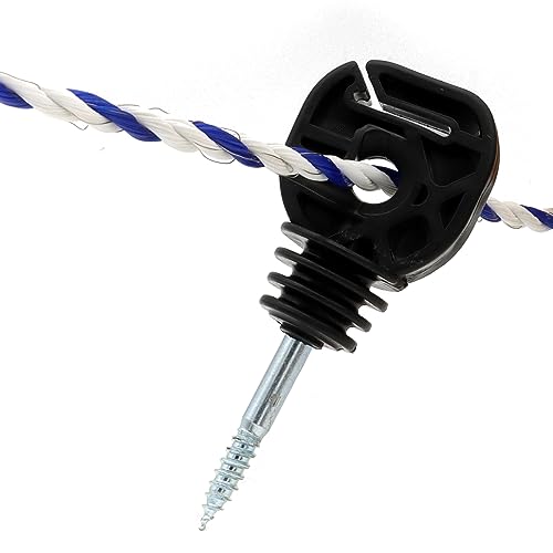 100 Pcs Electric Fence Insulator Screw-in Insulator is Made of high Quality Material, for Polytape/Polywire/Wire/Rope and 1 Pcs Free Insulator Socket Tool(Black)