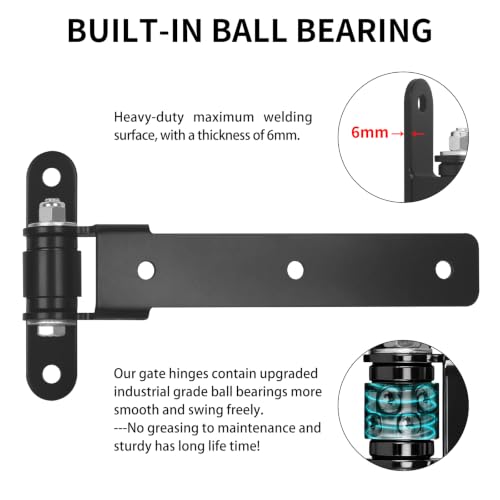 Heavy Duty Upgraded Sealed Bearing Gate Hinges Bolt or Weld on Hinge for Outdoor Large Heavy Driveway Gates Up to 1000 Lbs,13 Inch T-Strap Door Hinges, 1 Pack No Screws