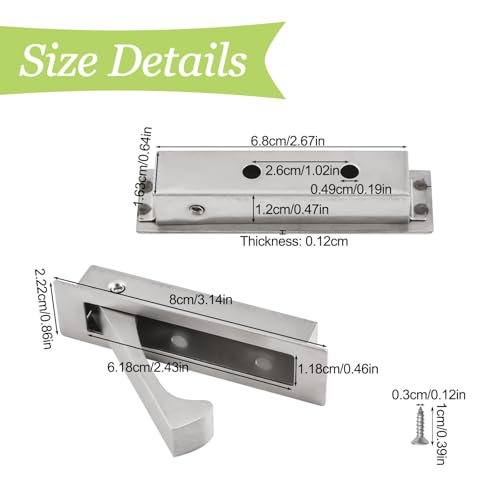 2PCS 304 Stainless Steel Recessed Pocket Door Handle Hardware Brushed Flush Mount Pocket Door Edge Pull for Closet Pocket - color: Brushed-2pcs-A