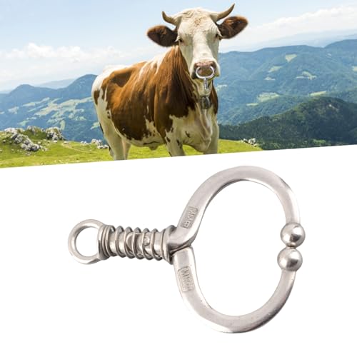 Cattle Nose Ring for Cows and Bulls Stainless Steel Spring Loaded Nose Clamp Compatible with Most Farm Breeds Safe and Lightweight