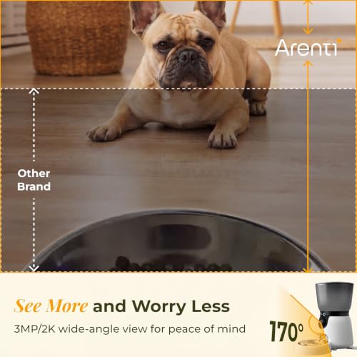 ARENTI Automatic Cat Feeder and Water Dispenser with Camera, 2K Adjustable View & Invisible Privacy Mode, 4.5L Cat Food Dispenser Fountain Combo, 5G/2.4G WiFi, 2-Way Audio, AI Alerts, Battery Backup