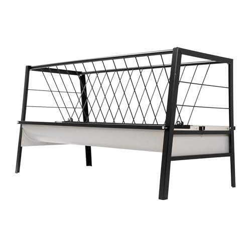 HECASA Livestock 2-in-1 Hay & Grain Feeder Storage and Dispensing Feed Pan | 55 Gallon Capacity Livestock Hay Feeders for Goats, Sheep, Horses Steel Powder Coated Black - size: Black