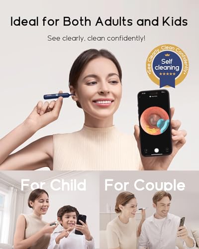 Bebird Earsight Plus R37R Ear Wax Removal Tool Camera, FSA HSA Eligible Items, Smart Ear Cleaner with Painless Visual Tweezers, Flexible Ear Camera Otoscope, Home ENT Cleaning Kit for Family,Black - color: Black