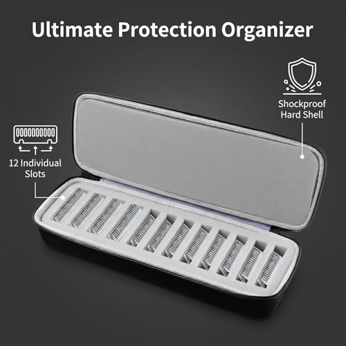 Comecase 12-Slot Clipper Blade Case for Wahl, for Andis, for Oster A5 | Hard Shell, Separated Blade Slots and Removable Insert for Stylists, Dog Groomers and Mobile Appointments, Box Only - Black