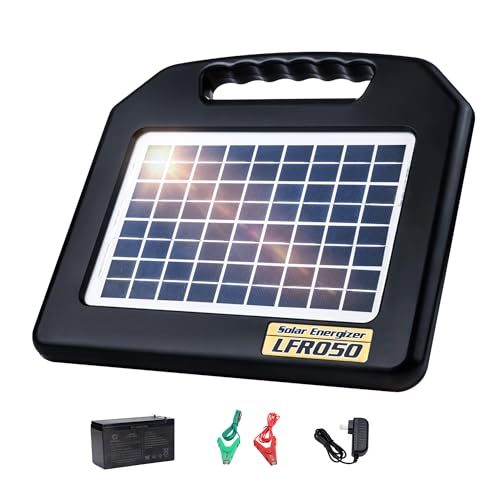 Solar Electric Fence Charger - 0.65 Joules 35 Mile Range Portable Solar Powered Electric Fence Charger, Integrated Machine for Livestock and Garden Protection - size: LFR050