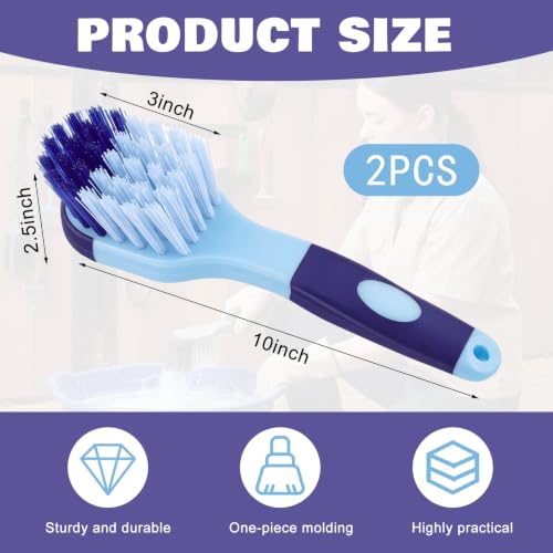 2 Pack 10" Horse Bucket Brush, Horse Bucket and Trough Scrub Brush, Water Buckets Brushes for Livestock Farm Equine Water Buckets Feed Trough Non Slip Grip Durable Synthetic Fiber (Blue) - color: Blue