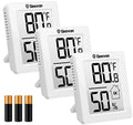 Indoor Thermometer 3Pcs with Battery Magnetic Stand Digital Humidity Gauge | Geevon Black Mini Room Hygrometer Small Temperature Monitor Desktop Wall Mount Bracket for Room Home Office Fridge Car Den