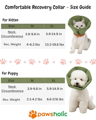 Lightweight Cat Cone Collar, Waterproof Soft Recovery E-Collar for Cats & Small Dogs, Adjustable Protective Elizabethan Collar to Prevent Licking & Biting, Easy-Clean Quick-Dry Design, Green M Size - color: Green, size: Medium