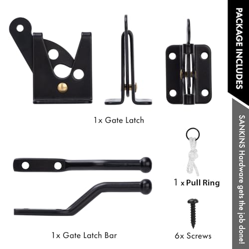 Self Locking Gate Latch for Wooden Fence with Pull String, 1pcs | Automatic vinyl gate latch, post mount automatic gravity fence latches for pool/garden/shed - size: With Pull Ring