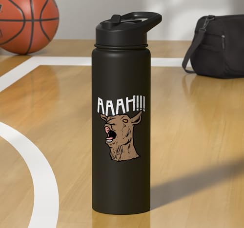 Goat Aaah Bleating Scream Animal Lover Farmer Men Women Kids Stainless Steel Insulated Water Bottle - color: Black