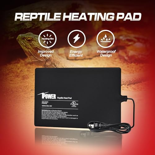 iPower 8 by 12-Inch 16 Watt Reptile Heat Pad Under Tank Terrarium Heater Heat Mat for Small Animals - color: Black-1 Pack, size: 8" X 12", style: Heat Pad