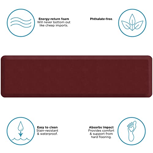 GelPro Anti Fatigue Nonslip Mat: Hard Floor Utility Mats for Garage, Patio and Kitchen - 20" x 72" x .5" - Leather Grain Cranberry - color: Leather Grain Cranberry