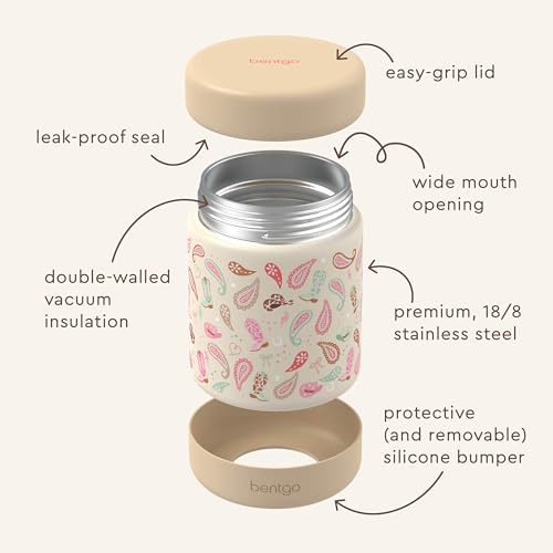 Bentgo Kids Stainless Steel Leak-Proof Food Jar for Hot or Cold Food | 11 fl oz Double Insulated Container with Removable Silicone Bumper, Dishwasher Safe, Easy Open Lid, Ages 3+ (Cowgirl Dreams) - color: Cowgirl Dreams
