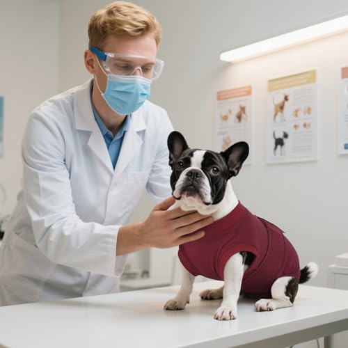 Kuoser Recovery Suit for Dogs Cats, Soft Dog Surgery Suit Female Male Spay | Professional Dog Onesie for Surgery, Substitute E-Collar & Cone, Prevent Licking Dog surgical suit Pet Neuter Suit - color: WineRed, size: X-small (Back:8.3-11.4'', Weight:4-7 Lb
