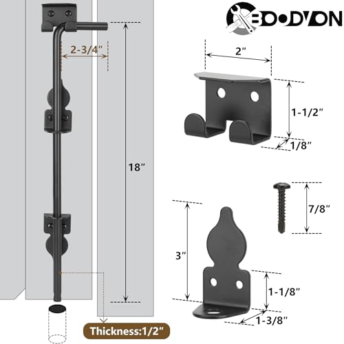 18 Inch Cane Bolt Gate Drop Rod Heavy Duty Gate Hardware, Gate Ground Latch for Wooden Fences, Metal Gates Doors Stopper for Gate Ground, Wrought Iron Gate Latches, Black Finish(1 Pack) - size: 18 Inch