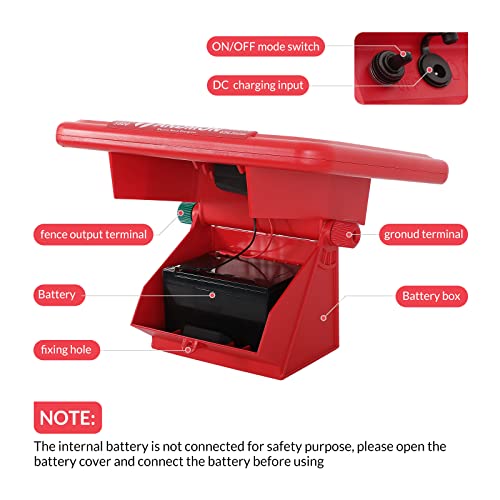 50 Miles Solar Electric Fence Charger, 0.95 Joule High-Power Solar Fence Charger for Livestock, Horses, and Wildlife Control, Solar Electric Fence with Easy Installation - size: S800
