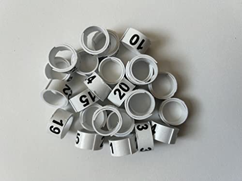 Legbands for Chickens, Gamefowl, Quail, & Poultry (Numbered) (PK. 25) (Size 11, White) - color: White
