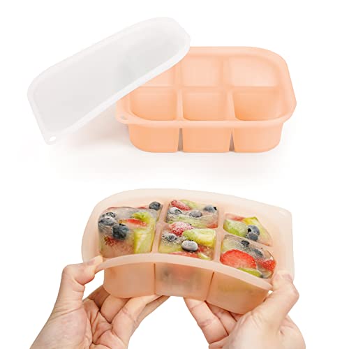 haakaa Silicone Baby Food Tray - Breastmilk Homemade Baby Food Mold - Baby Fresh Food Freezer Tray - Ice Cube Tray - - 4m+ Baby Toddler Kid - Blush - color: Blush, size: Medium