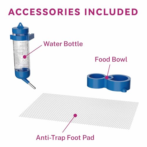 STILLCOVE Small Rabbit Cage Indoor, with Water Bottle & Food Bowl & Mat | Heightened Base, Easy to Clean, Small Animal Enclosure for Bunny, Hamster, Ferret, Rat, Chinchilla, Hedgehog, Gerbil, Mouse - size: 24.0"L x 16.1"W x 14.2"H