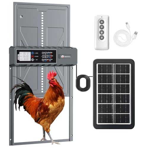 Automatic Chicken Coop Door Solar Powered, 4 Modes Blue Chicken Door | Automatic ，Solar Powered ，Timer, Remote Control, Anti-Pitch Aluminum Alloy Auto House Door for Chicken, Duck, Poultry - color: Blue