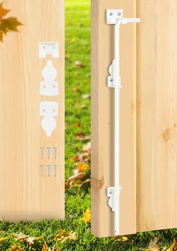 24" Heavy Duty Cane Bolt Gate Drop Rod Fence Hardware Ground Latch Stopper | for Wood/PVC/Vinyl/Metal Fences Gates, Double Doors, White Solid Steel -1 Pack - size: 24 Inch
