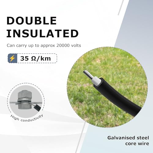 12 ½ Gauge Eeletric Fence Double Insulated Underground Wire, 2.5mm Underground Hard Cable, Direct Burial Electric Fence Wire, 50ft - size: 50 Ft