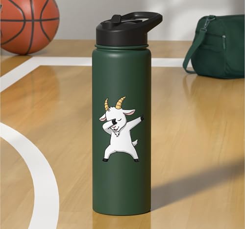 Dabbing Goat Kids Halloween Costume Cute Farm Animal Dab Stainless Steel Insulated Water Bottle - color: Dark Green