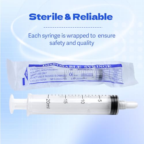 20ml Syringes Without Needles, 20cc Luer Lock Syringe - Disposable Individually Wrapped(30 Pack) - size: 20ml