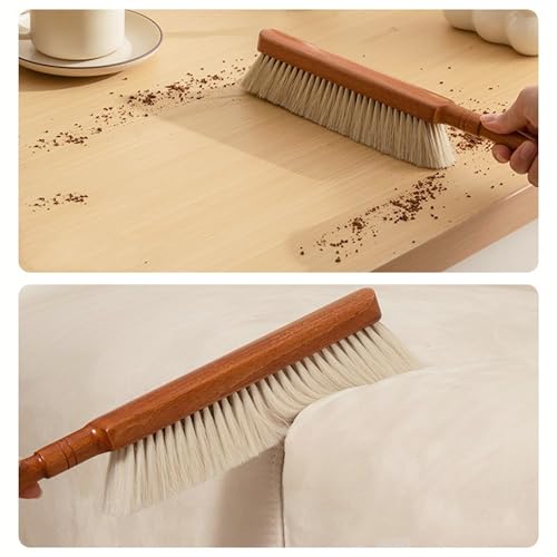 1 Piece Large Horsehair Hand Brush Soft Bristles Brush，Cleaning Brushes for Household Use，Broom Dust Brush，13.3 Inches Long Horse Hair Bench Brushes with Beech Wood Handle