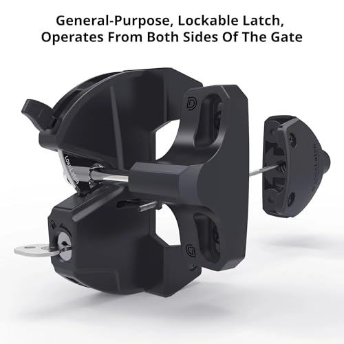 D&D Technologies LL3ABL LokkLatch Gate Latch with External Access Button, Key Lockable and Operates On Both Sides of The Gate, for Square Frame Post, Metal, Wood, Vinyl Fence Gates, Black