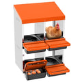 Chicken Nesting Boxes, Roll Away Nest Box for Egg Collector, 4 Holes Orange | Metal Nesting Box for Laying Eggs with Lid Cover to Protect Eggs, Easy Wipe, Slide Out for Quick Bedding Change and Rinse - size: 4 Holes