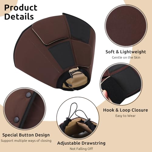 Dog Cones for Small Dogs, Soft Cone for Dogs After Surgery | Adjustable Comfy Cone for Dog & Cat, Comfortable Pet Cone After Surgery for Wound Healing, Soft Fabric Cones Collar, Brown S - color: Brown, size: S