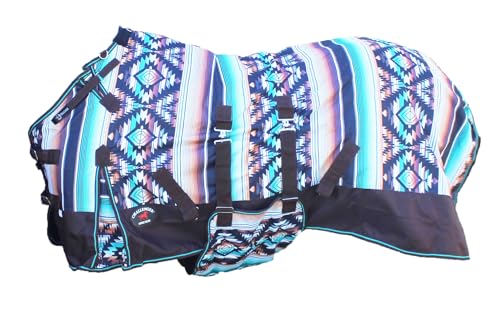 Challenger 1200D Turnout Lightweight Bellyband Rain Horse Winter Sheet Serape 3B100 - color: Brown Serape, size: 74 inches