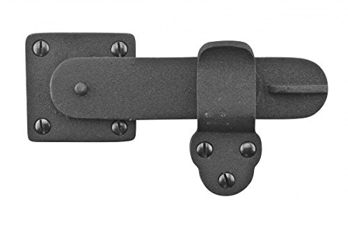 Renovators Supply Manufacturing Black Wrought Iron Flip Gate Latch 5.75 in Barn Cabin Door Lock with Mounting Hardware - color: 5.75-inch Latch, size: Pack of 1