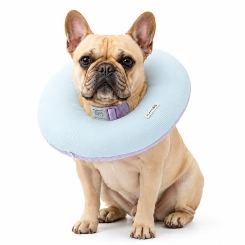 Deep Soft Recovery Collar for Dogs & Cats, Cotton Alternative to E-Collar, Adjustable Lightweight Pet Cone, Anti-Lick for Surgery & Wounds, Medium (Neck 10"-13.5"), Light Blue - color: Light Blue