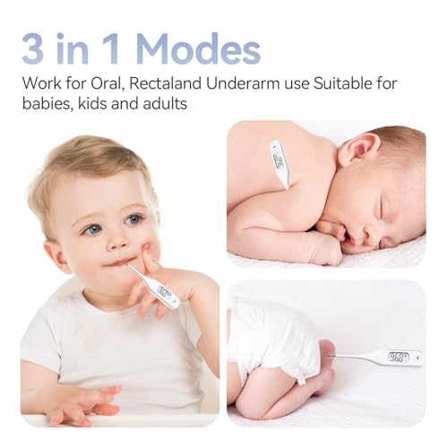 Berrcom Digital Thermometer for Adults and Kids, Medical Thermometer for Fever 10 Second Reading Armpit Thermometers with Fever Alarm - color: Navy Blue