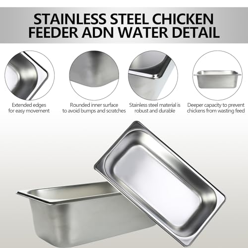 FlidRunest Heavy Duty Metal Chicken Feeder Trough, Durable Duck Water Feeder, Large Capacity Livestock Water Pan for Duck Pig Chick Deer, Easy to Clean