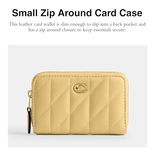 Coach Quilted Pillow Leather Essential Small Zip Around Card Case - color: B4/VANILLA, size: One Size