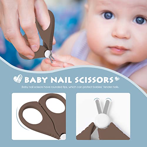 PAPABEAR Baby Nail Clippers Set with Cute Case, Infant Fingernail and Toenail File Kit for Newborn Manicure and Pedicure, New Mom Grooming Gift - color: Bronze