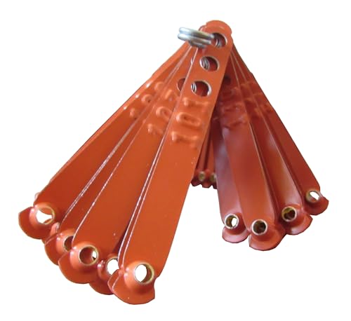 Pinnon Hatch Farms Numbered Aluminum Leg Bands, 100, Orange | Three Holes for Sizing - color: Orange