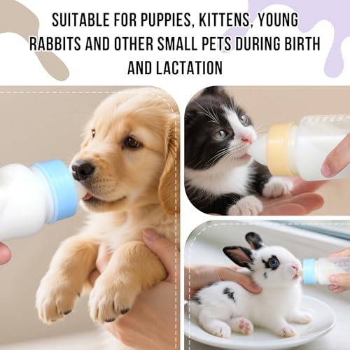 Puppy Kitten Nursing Bottle 5oz - Small Animal Feeding Kit with Nipples | Hand Feeding Supplies for Puppies, Kittens, Rabbits, Ferrets & Newborn Pets - color: YELLOW