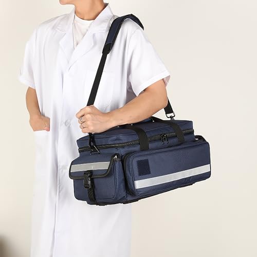 Medical Bag,First Aid Bag,Emergency Bag, Organizer Professional First Responder Trauma Bag with Detachable Dividers for Nurses,Home Health Care, EMT(Bag Only) - color: Blue
