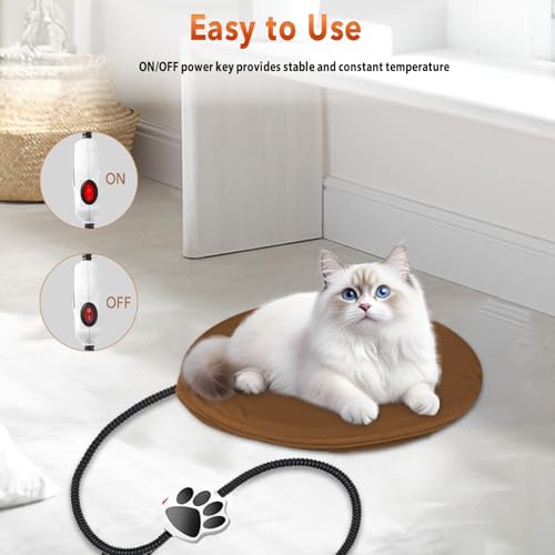 On/Off Switch Electric Pet Heating Pad for Cat Beds and Dog beds,D30 | with Chew Resistant Cord and Machine Washable Cover,Indoor Heated Pet Bed Warmer,for Cat Beds and Dog Beds