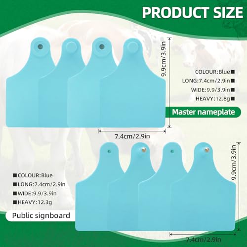 TPU Large Size Split Type Blank Large Cattle Ear Tags,50PCS Upgrade to Prevent Tampering Livestock Ear Tags, for Cattle,Sheep Goat, Pig, 3.9x2.9in (Blue) - color: Blue